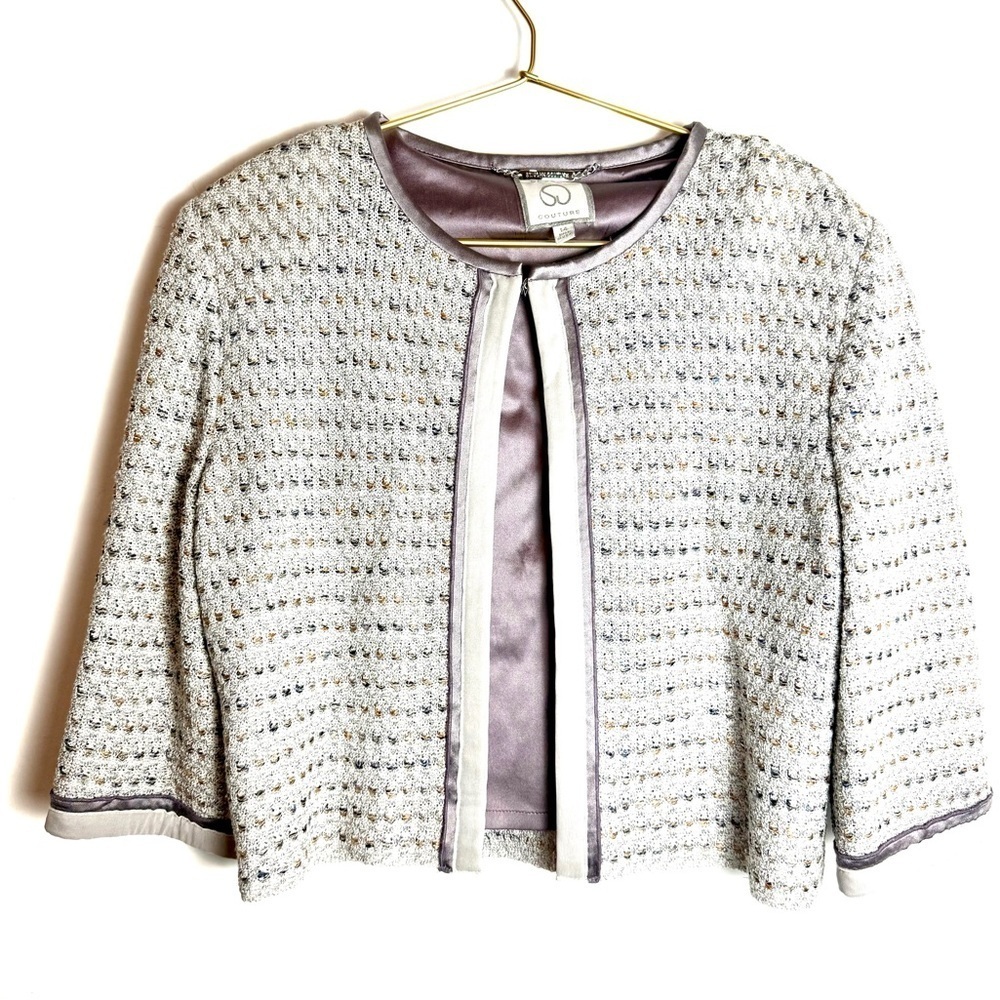 St John Couture tweed purple gray blazer jacket 14